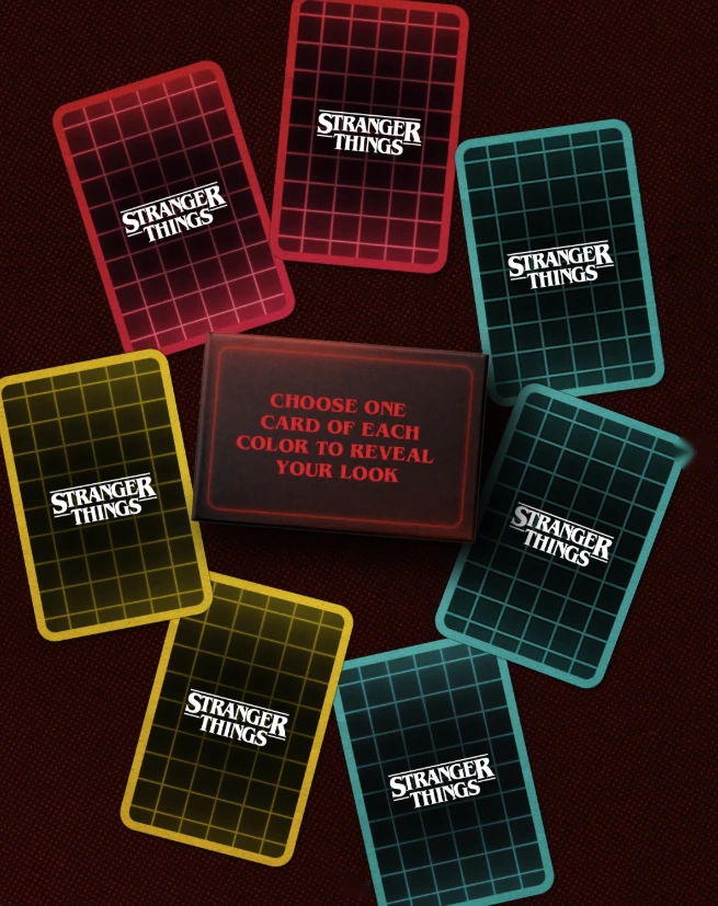 Stranger Things playing cards: choose one card of each color to reveal your look